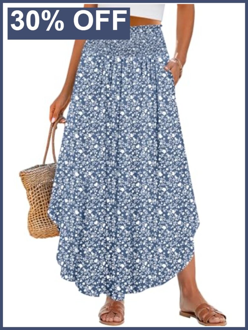 High Waist Floral Flowy Maxi Skirt with Pockets